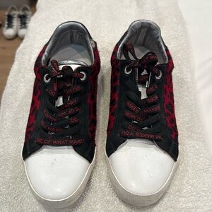 ZADIG & VOLTAIRE Women's Red Leopard-Print Horse Hair Sneakers